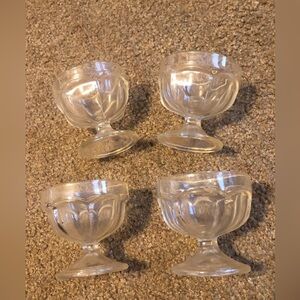 Vintage Federal Glass Colonial Panel Low Sherbet Glasses Dessert Cups (Set of 4)